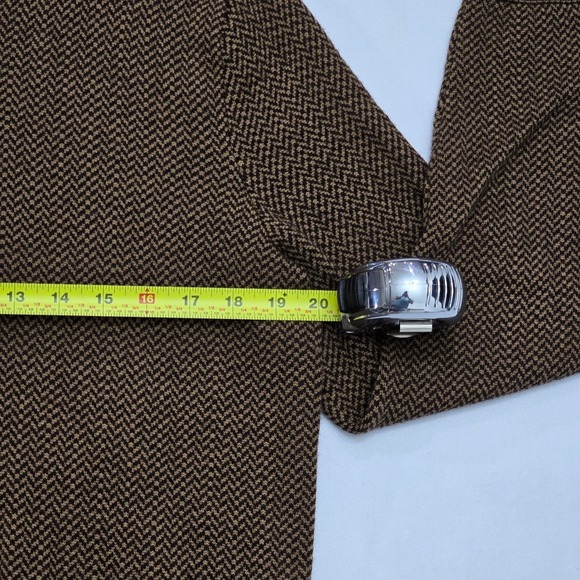 Polo Ralph Lauren Mens Brown Herringbone V-Neck 100% Merino Wool Sweater Size M - Picture 10 of 12